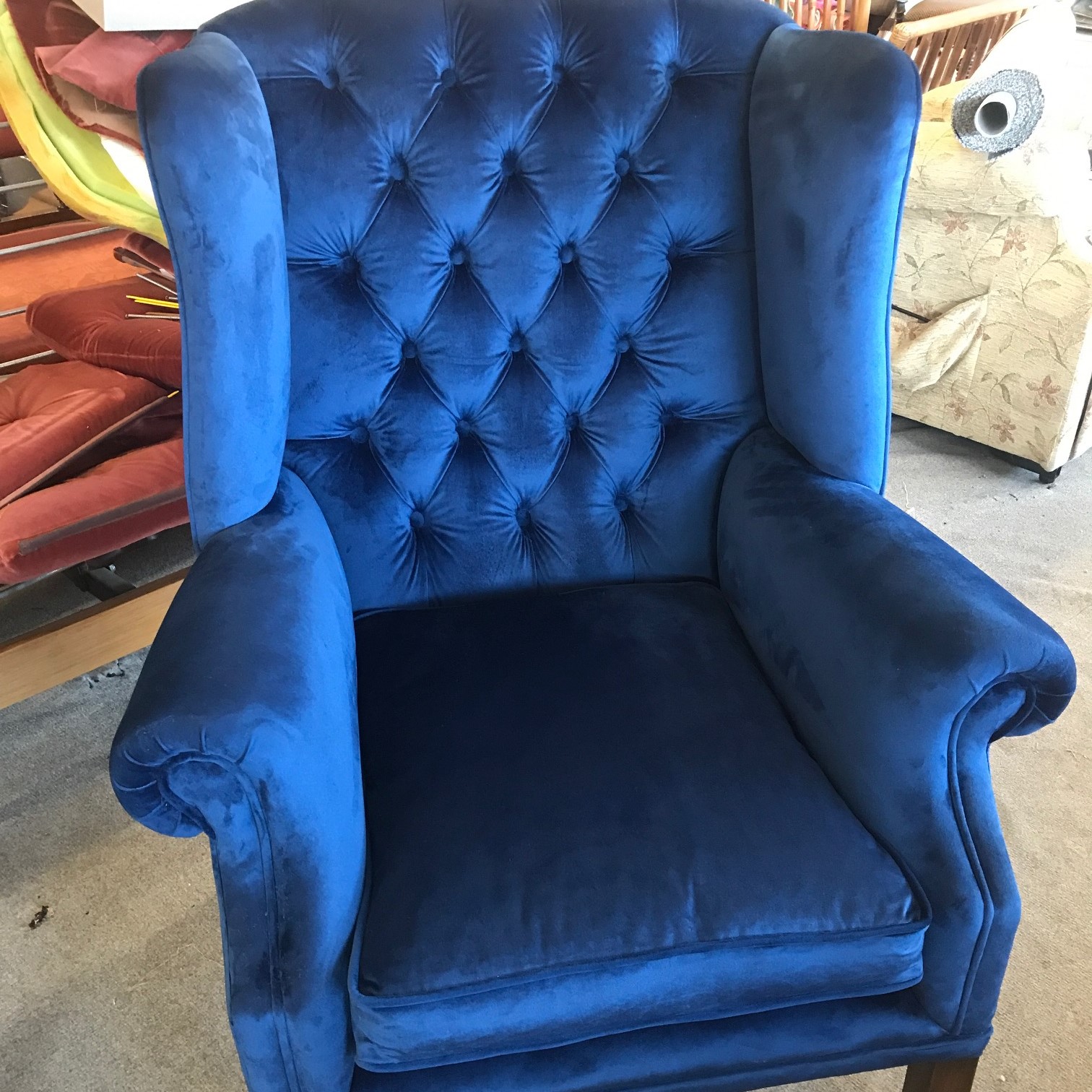 Chesterfield chair from leather to fabric